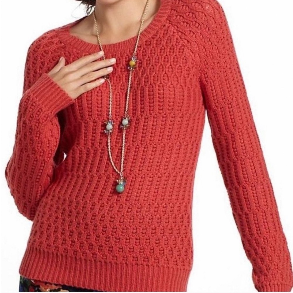 Anthropologie Sparrow Hamilton Cottage Cable Knit Rust Orange Sweater Size small